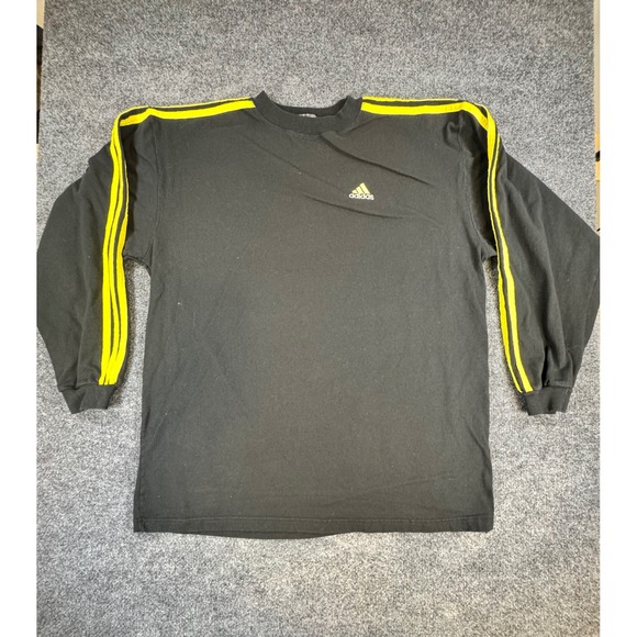 adidas Other - #154 Adidas Mens Vintage Long Sleeve T-Shirt Black Yellow Stripes XL RN 88387
